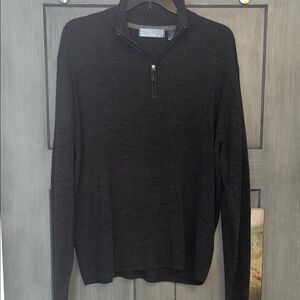 Oscar de la Renta Men’s Large Dark Charcoal Zip-Up Sweater